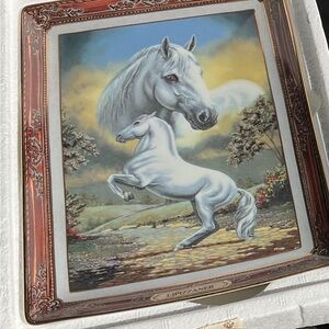 Franklin Mint White and Brown Horse Plate